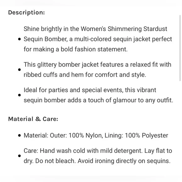 Lola & the Boys Women’s Shimmering Stardust Sequin Bomber - Picture 4 of 4